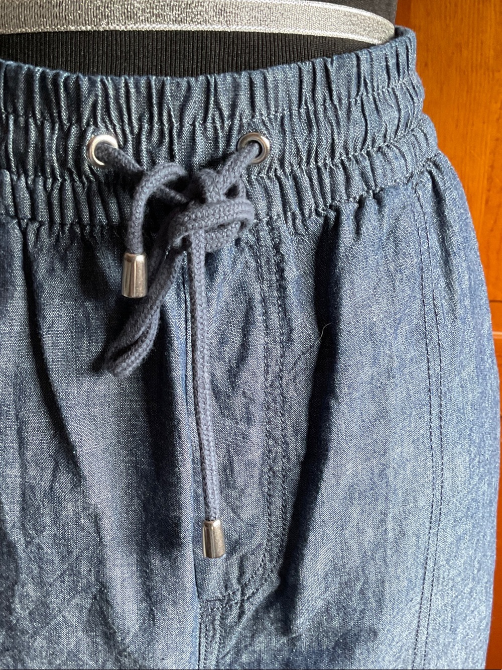 croft & barrow Navy Blue Wide-Leg Drawstring Linen-Blend Pants - Picture 3 of 8